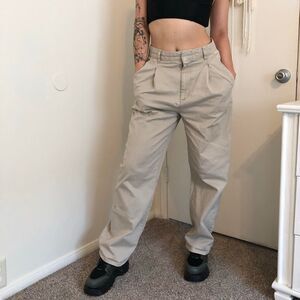 High-Rise Beige Cargo Pants